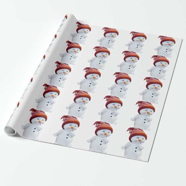 PAPEL DE REGALO CUTE PLAYFUL SNOWMAN (Desenrollado)