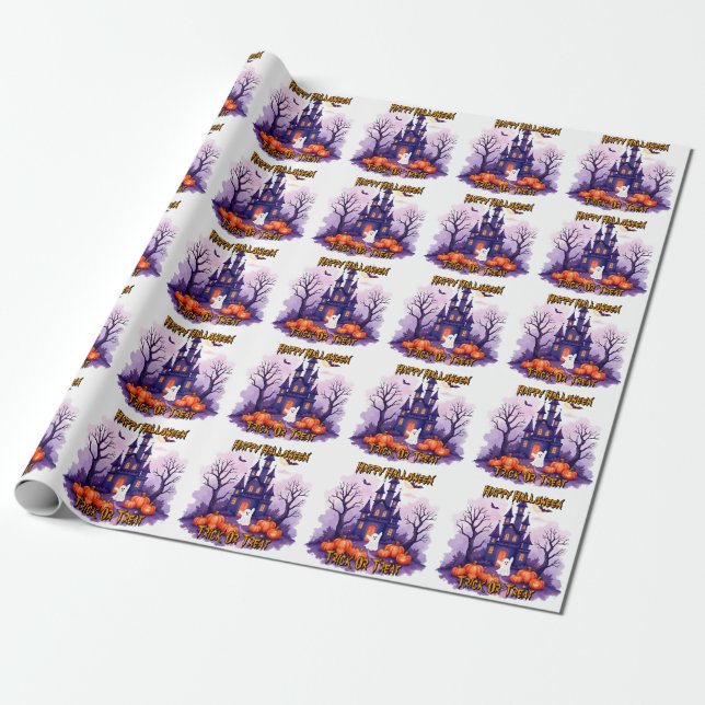 Papel De Regalo Cute Popular Halloween Spooky Collection (Desenrollado)