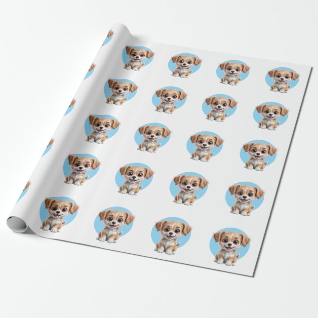 Papel De Regalo Cute Puppy Pattern Wrapping Paper for Gifts (Desenrollado)