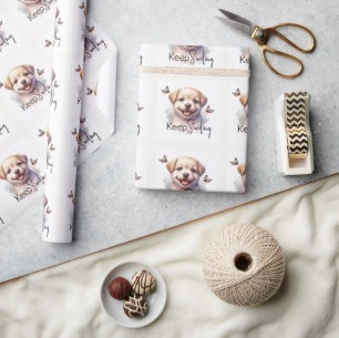 Papel De Regalo Cute Puppy Sigue Sonriendo Personalizado