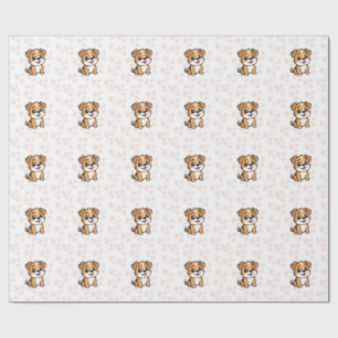 Papel De Regalo Cute Puppy Wrapping Paper – Pink Floral Design