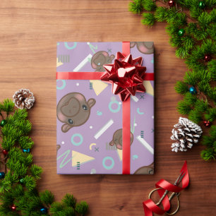 Papel De Regalo Cute Purple Hippo