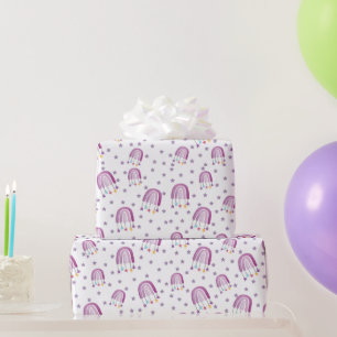 Papel De Regalo Cute Purple Rainbow Baby Shower