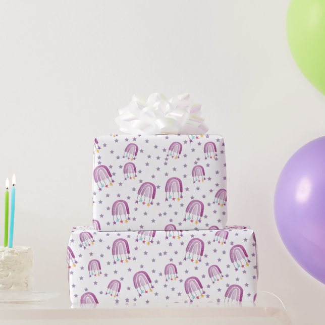 Papel De Regalo Cute Purple Rainbow Baby Shower (Regalos de fiesta)