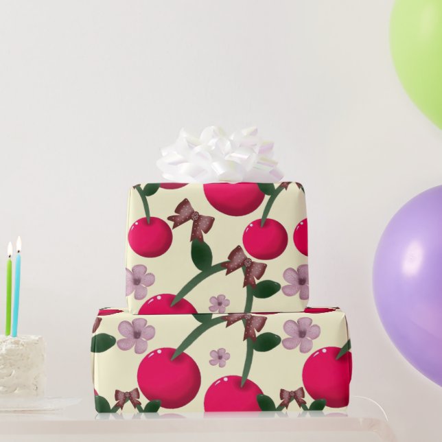 Papel De Regalo Cute red cherry pattern  (Regalos de fiesta)