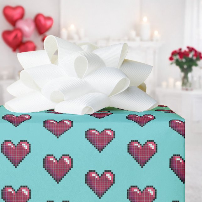 Papel De Regalo Cute Red Hearts Valentine's Day 80s Retro Pattern (Subido por el creador)