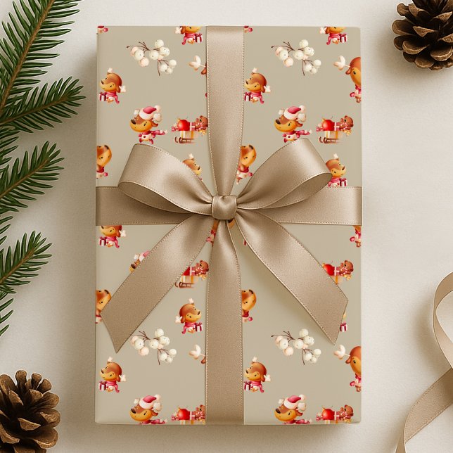 Papel De Regalo Cute Reindeer Holiday (Subido por el creador)
