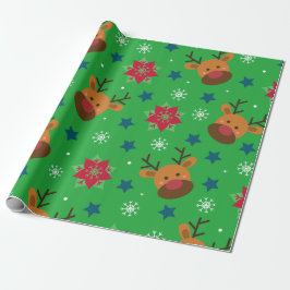 Papel De Regalo Cute Reindeer & Snowflake Christmas Wrapping Paper