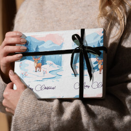 Papel De Regalo Cute renos en un paisaje nevado