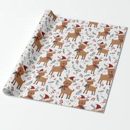 Papel De Regalo Cute Retro Reno Ciervo Navidad