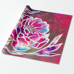 Papel De Regalo Cute rosa Dahlia Girly Bonito Floral acuarela
