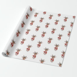 Papel De Regalo Cute Rudolph Reno Ciervo Festa de Invierno Acuarel