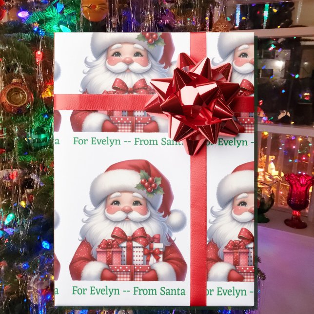 Papel De Regalo Cute Santa Claus Add Child's Name Christmas Roll (Subido por el creador)
