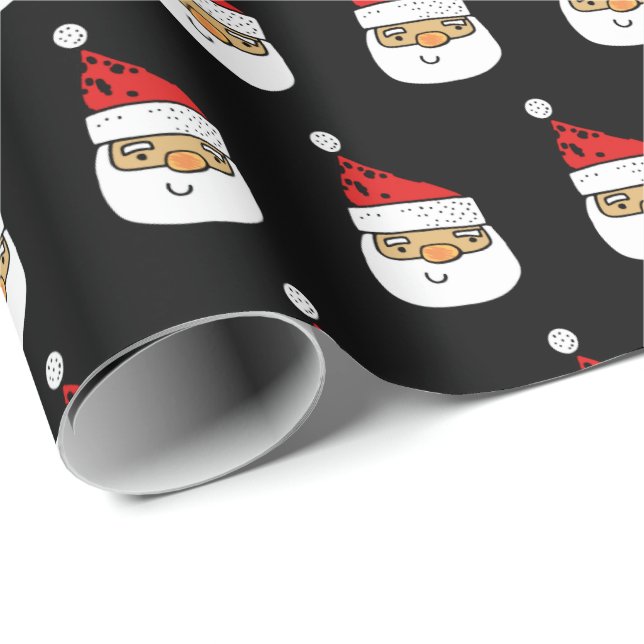 Papel De Regalo Cute Santa Claus Navidades Gorras rojos negro (Esquina del rollo)