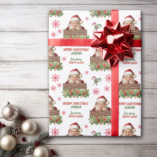 Papel De Regalo Cute Santa Claus Peeking Kids Navidades