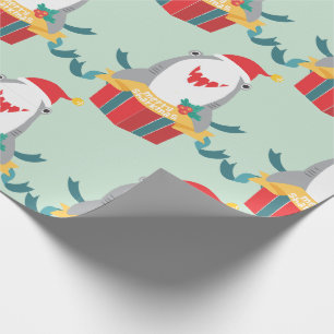 Papel De Regalo Cute Santa Shark