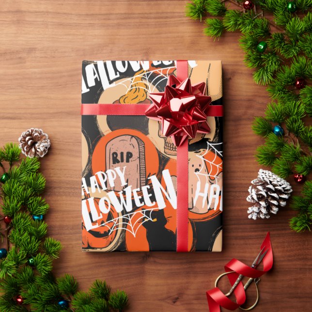 Papel De Regalo  Cute & Scary Halloween Spooky vibes  (Regalo de vacaciones)