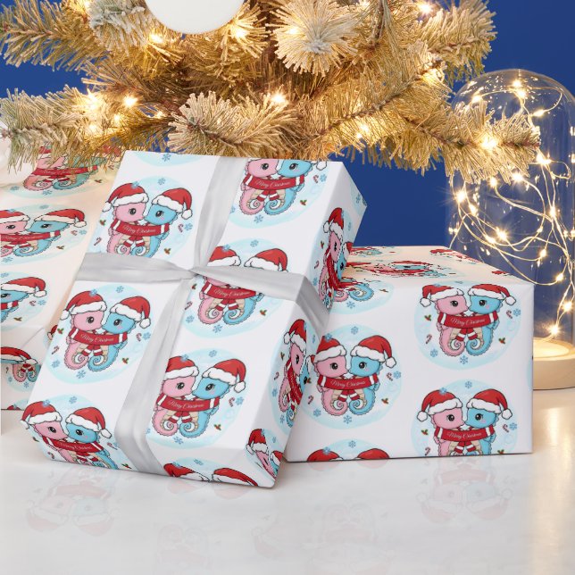 Papel De Regalo Cute Seahorses Christmas Wrapping Paper (Vacaciones)
