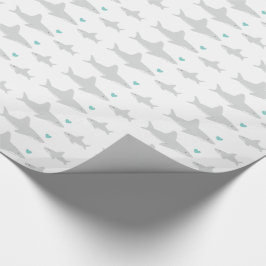 Papel De Regalo Cute Sharks Heart Green Baby Shower
