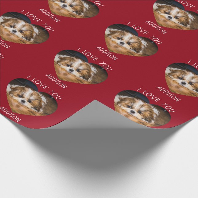 Papel De Regalo Cute shih tzu love Valentine heart photo (Esquina)