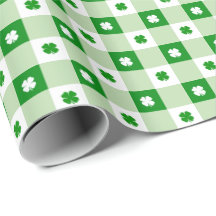Cute simple St Patrick's Lucky Clover Green Plaid
