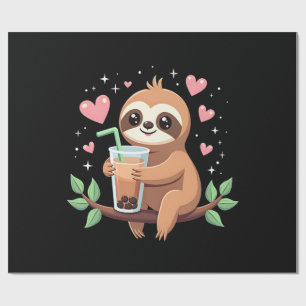Papel De Regalo Cute Sloth Boba Bubble Milk Tea Kawaii Mujeres Chi
