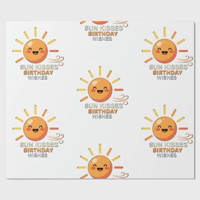Papel De Regalo Cute Smiling Sun Birthday Wishes Wrapping Paper (Superficie plana)