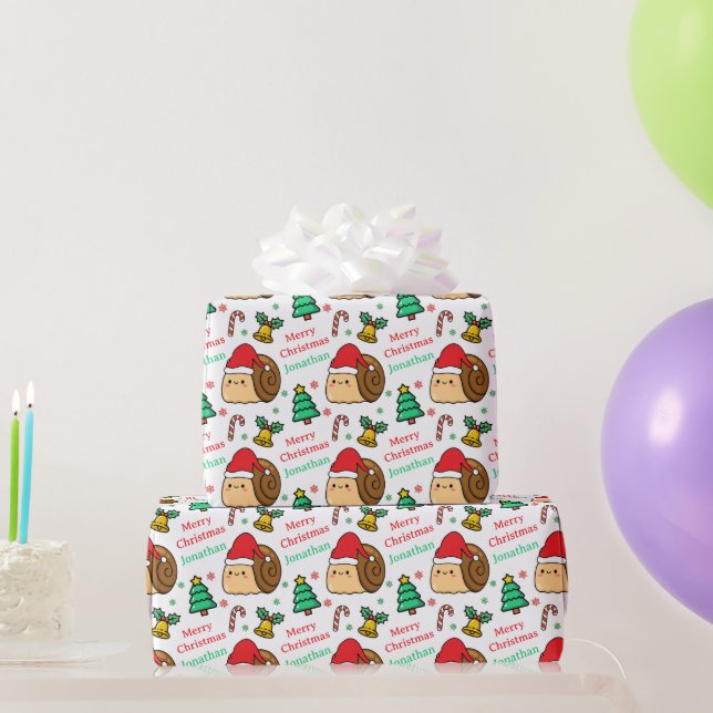 Papel De Regalo Cute Snail Christmas Tree Holidays (Regalos de fiesta)