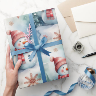 Papel De Regalo Cute Snowman Christmas 