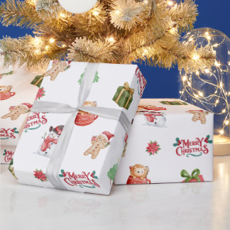 Papel De Regalo Cute Snowman Gingerbread Man Christmas Pattern