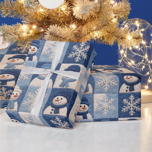 Papel De Regalo Cute Snowman Quilt Christmas Holiday (Vacaciones)