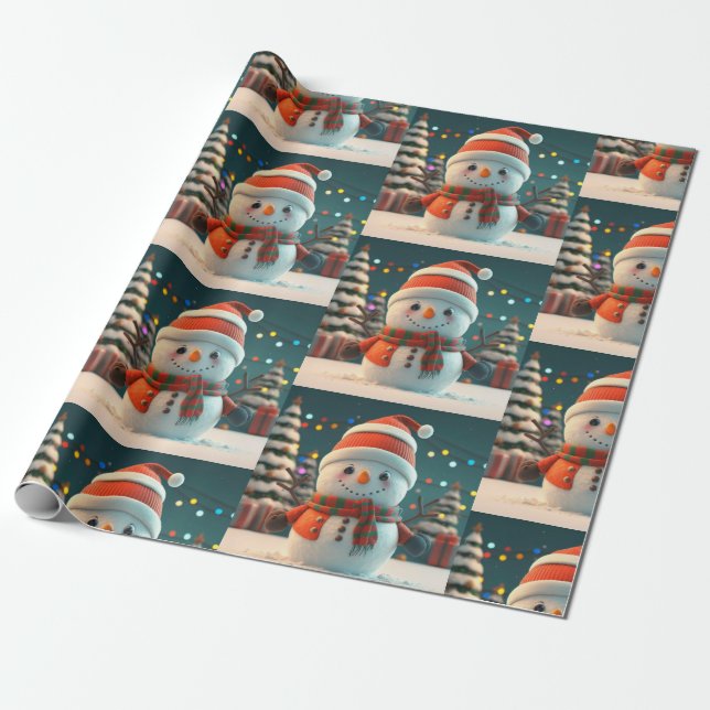 PAPEL DE REGALO CUTE SNOWMAN WRAPPER PAPER (Desenrollado)