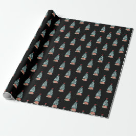 Papel De Regalo Cute Snowy Christmas Tree Black