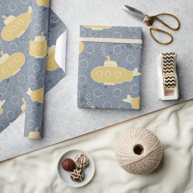 Papel De Regalo Cute Submarine Boys Nautical Baby Shower (Artesanía)