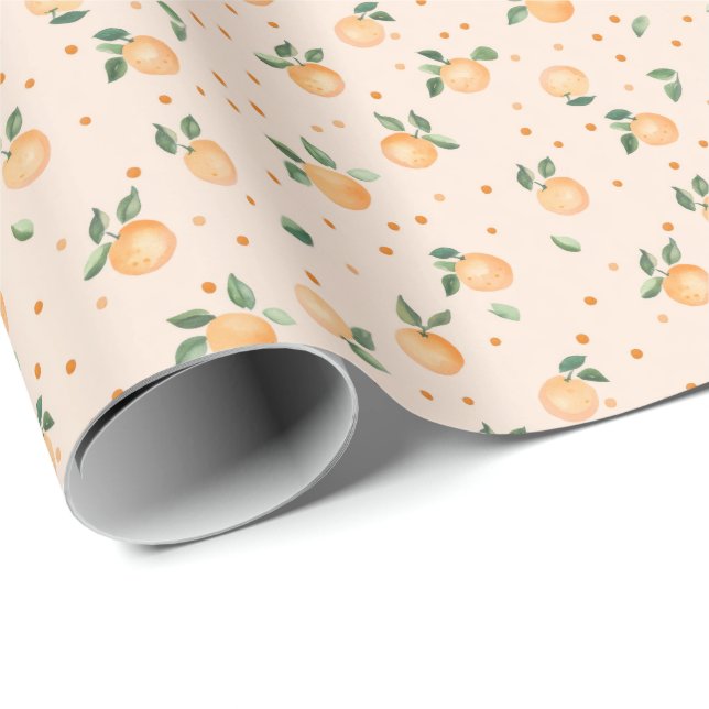 Papel De Regalo Cute Summer Citrus Oranges Fruit Pattern (Esquina del rollo)