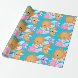 Papel De Regalo Cute Sun Moon and Cloud Pattern Wrapping Paper