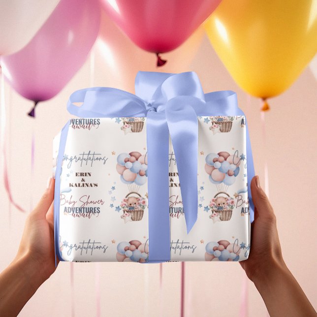Papel De Regalo Cute Teddy Bear y Personalizado de globos Baby Sho (Subido por el creador)