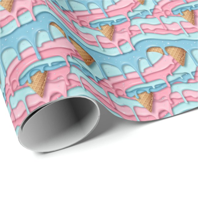 Papel De Regalo Cute tiled melting ice cream pattern  (Esquina del rollo)