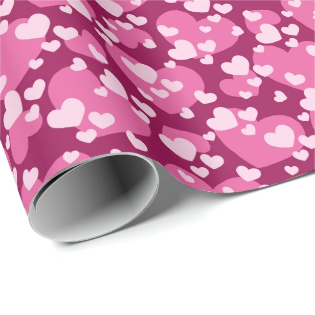 Papel De Regalo Cute tiled pattern pink hearts  (Esquina del rollo)