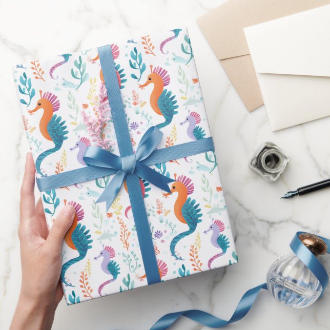Papel De Regalo Cute Tropical Seahorse Ocean Beach Tema (Regalar)
