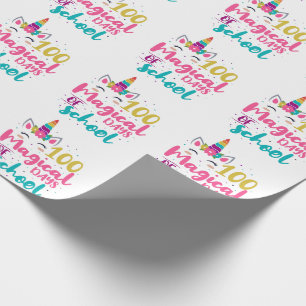Papel De Regalo Cute Unicorn 100 Días Mágicos De Escuela