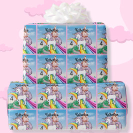 Papel De Regalo Cute UNICORN Nacimiento Personalización Nacimiento
