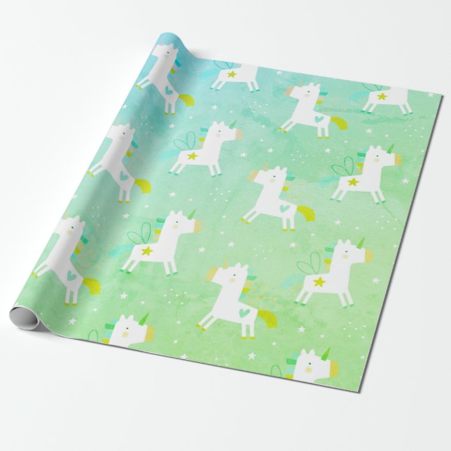 Papel De Regalo Cute Unicornio impreso (Desenrollado)