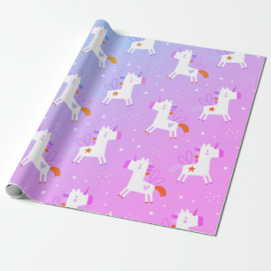 Papel De Regalo Cute Unicornio impreso