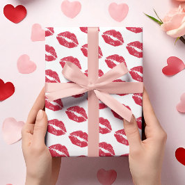 Papel De Regalo Cute Valentine Kisses Pattern Wrapping Paper