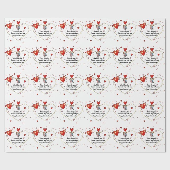 Papel De Regalo Cute Valentine's day couple hearts custom (Superficie plana)