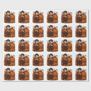 Papel De Regalo Cute Vampire Halloween Calabaza Gato Espeluznante