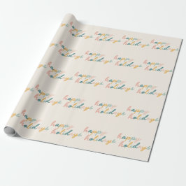 Papel De Regalo Cute Vintage Script Pastel Happy Holidays