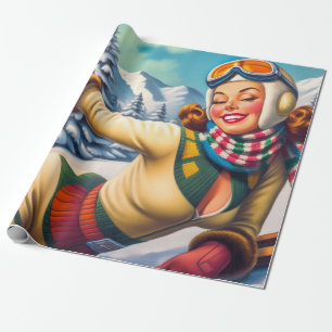 Papel De Regalo Cute Vintage Ski Pin Up