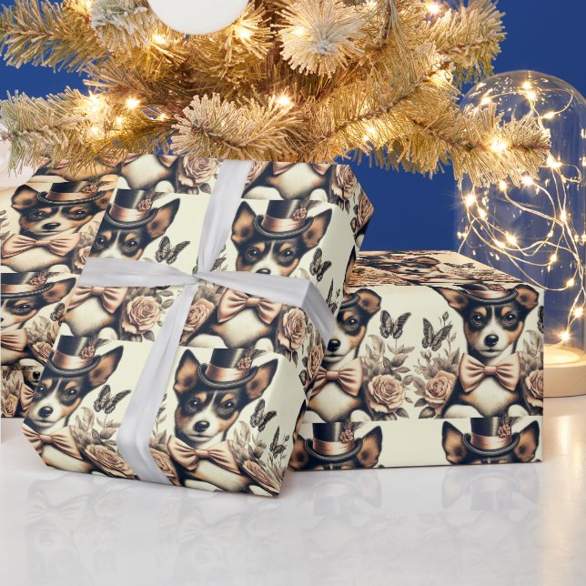 Papel De Regalo Cute Vintage Toy Fox Terrier (Vacaciones)